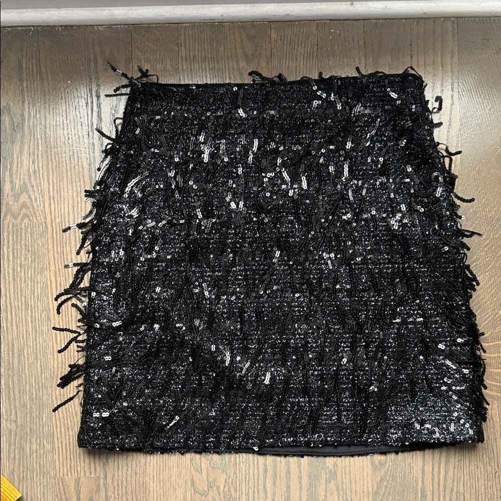 LOFT Black Sequin Mini Skirt NWT